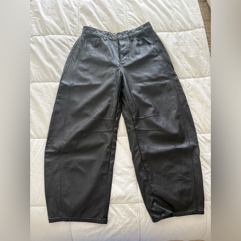 Free People vegan leather barrel pants